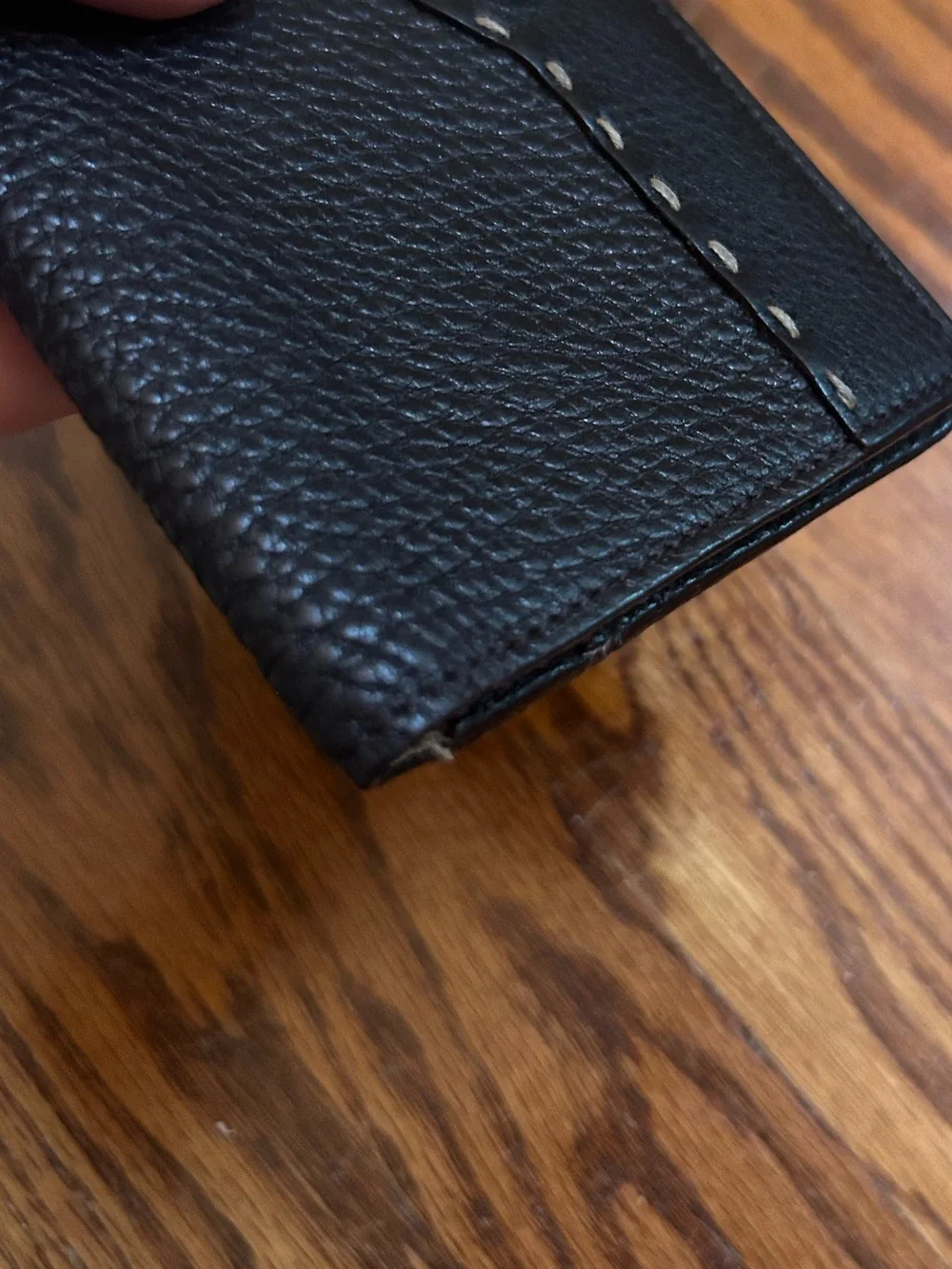 Authentic Fendi Selleria Black Pebbled Leather Checkbook Wallet Long Bifold COA